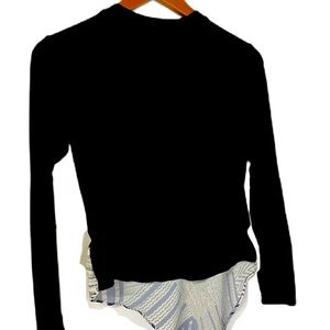 Ermanna Woman's Black Sweater Top Asymmetric Pattern Sz 36 business work ltwght